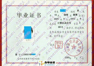 湖南省经济贸易学校2003年中专毕业证