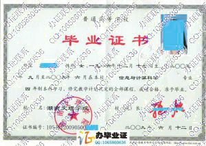 湖南文理学2009年本科文凭